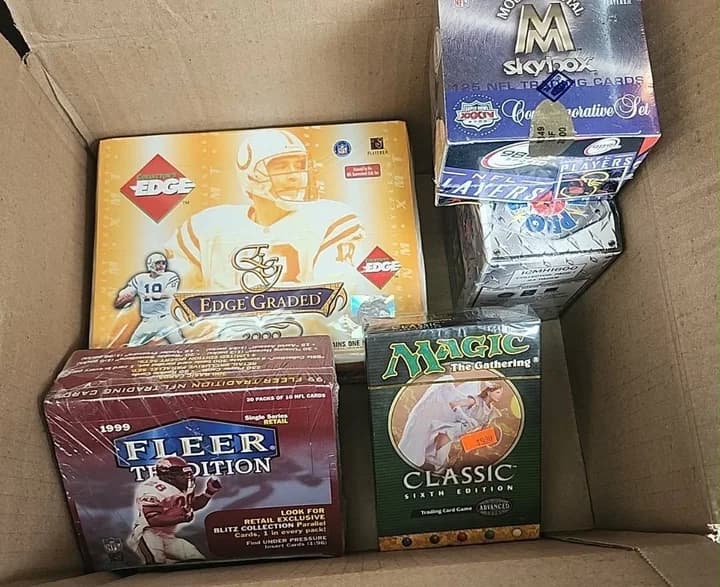 Collector's Edge, Fleer Tradition, SkyBox and Magic: The Gathering boxes from a purchased collection