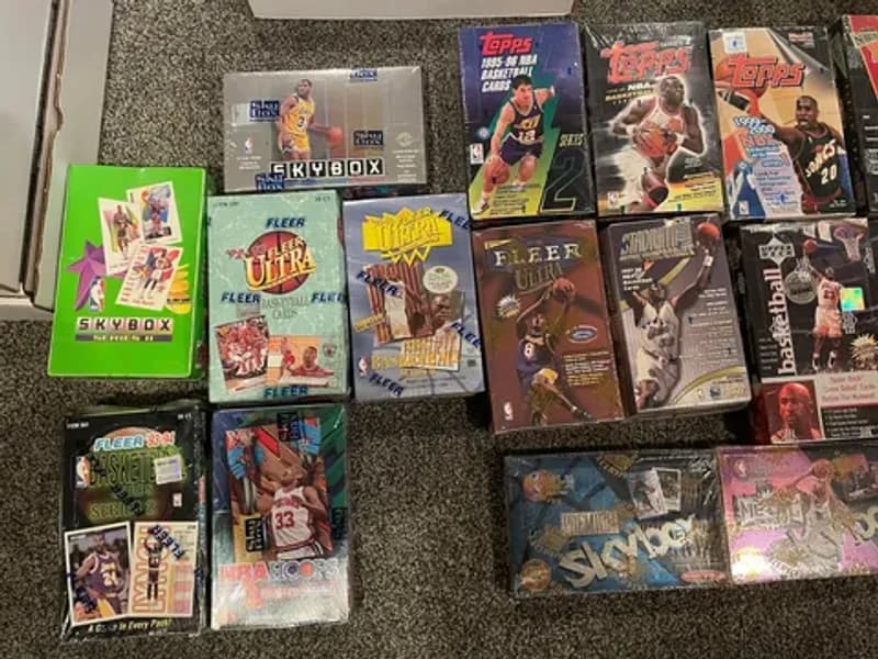 Unopened sealed wax boxes of basketball and multi-sport cards